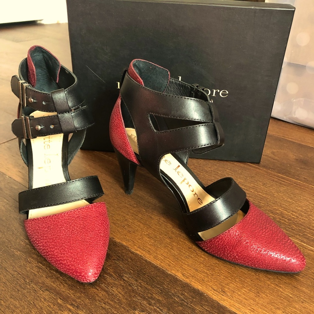 Nanette Lepore Sweet Revenge Heels in Wine/Black